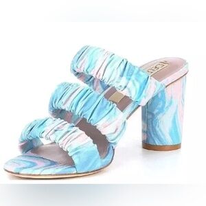 Deltan Colette Printed Three Band Mint‎ Dress Sandals tie dye blue Size 6